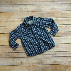 PD&C Blue Collared Plaid Long-Sleeve Shirt 4T